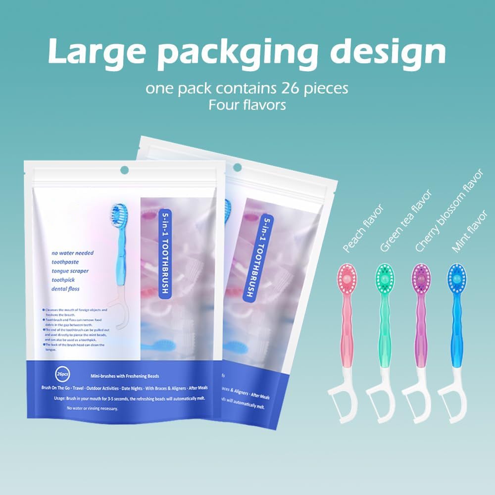 🎁5 in 1 Mini Toothbrush & Floss & Tongue Scraper & Toothpick Set