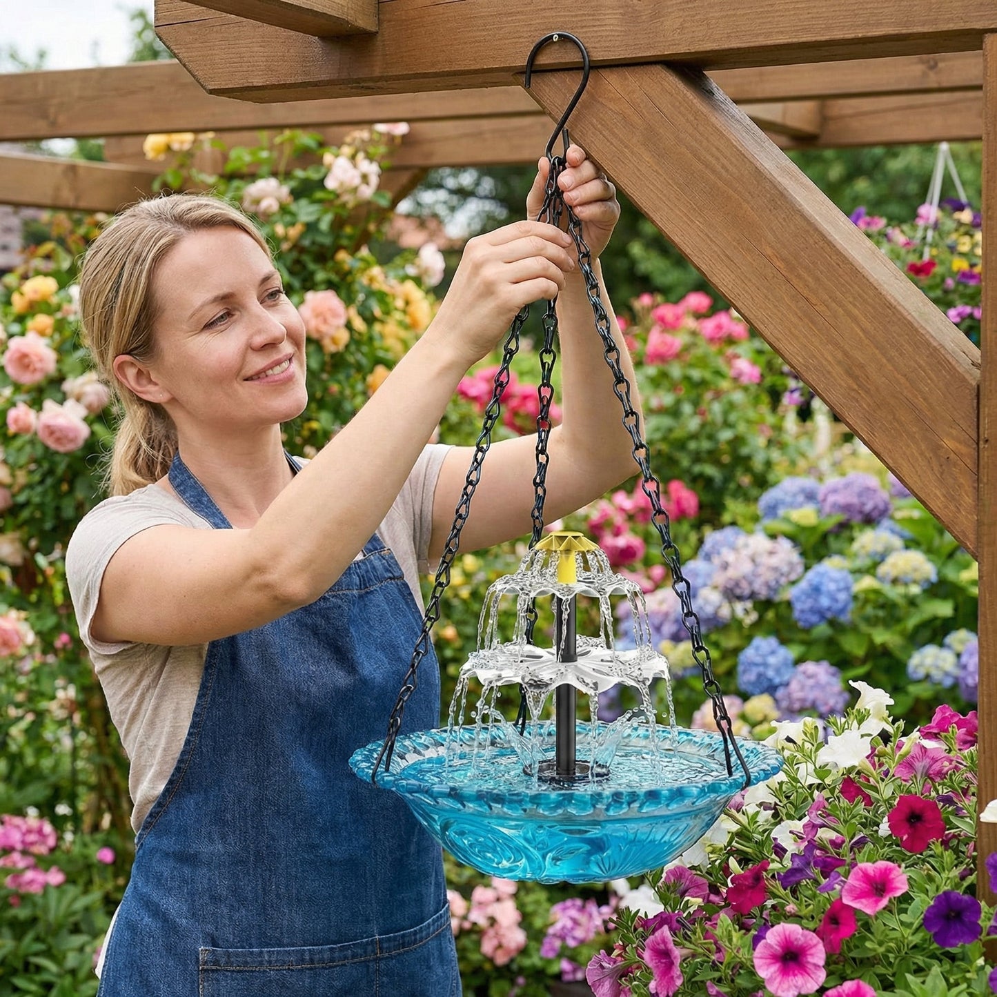 🔥New Year 70% Off-Solar Cascade Hanging Bird Bath Fountain-WH