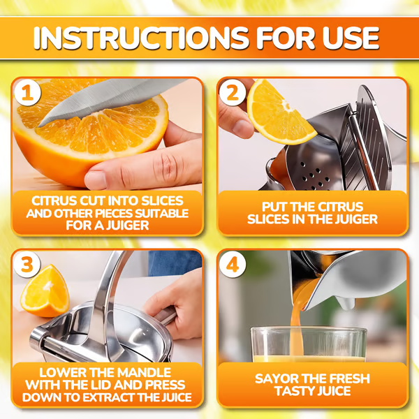 🍹Hand Juicer Squeezer - Aluminum Manual Press Juicer with Ergonomic Grip for Efficient Juice Extraction of Pomegranates Citrus & More, Durable Compact Easy to Use & Clean Manual Citrus Juicer.